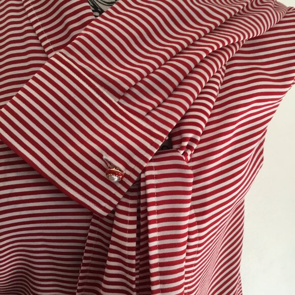 St John Red and White Striped Blouse - Picture 5 of 6